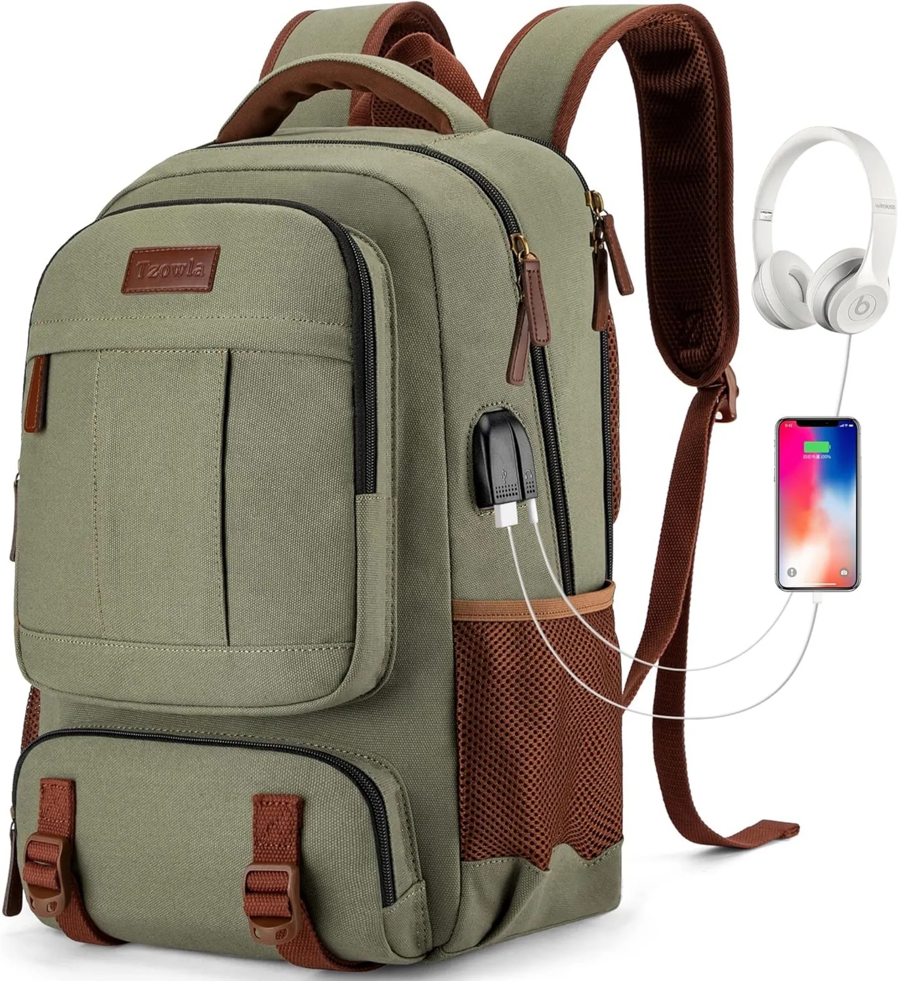 USB Charging Canvas Laptop Backpack 26