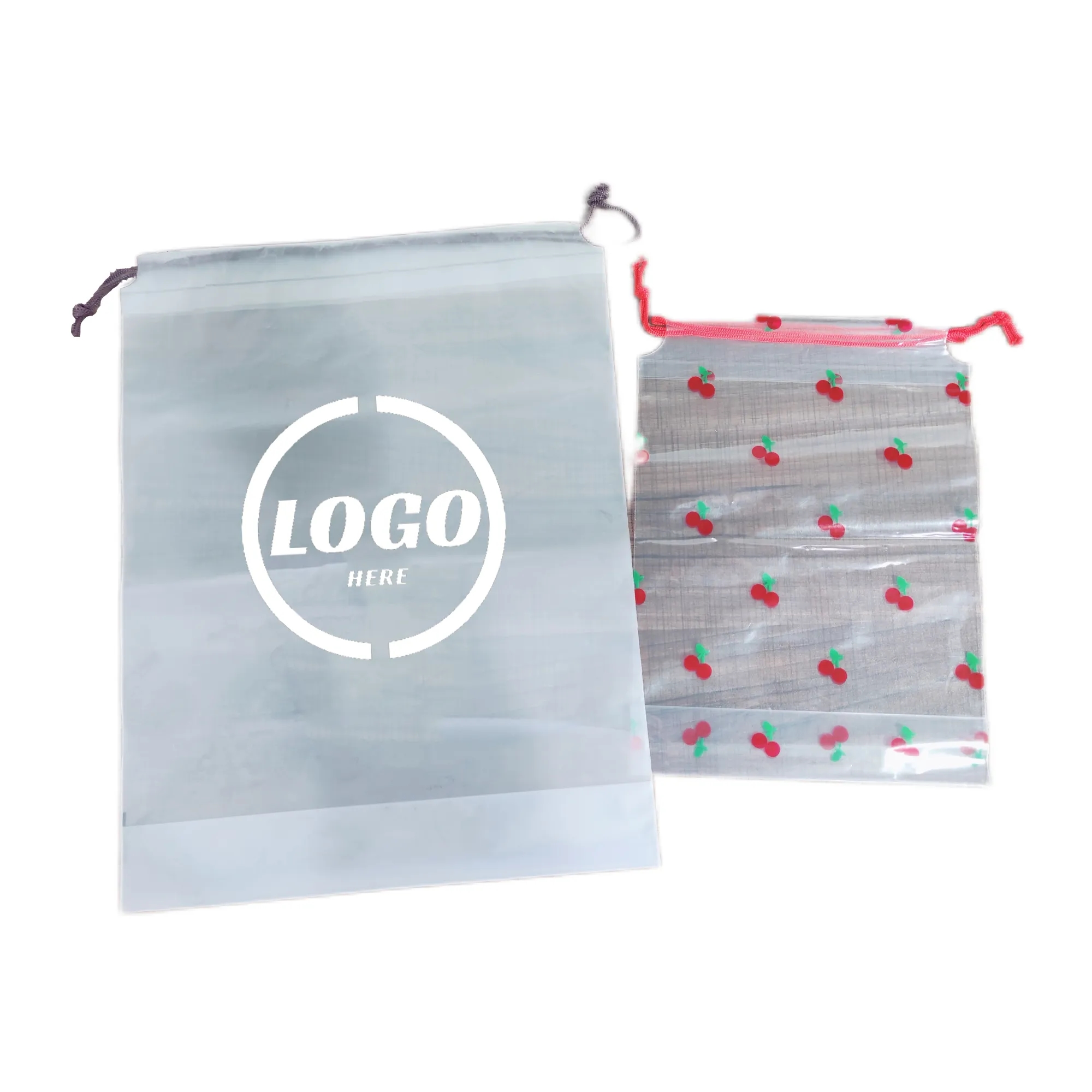 Frosted Transparent Plastic Drawstring Bag 7