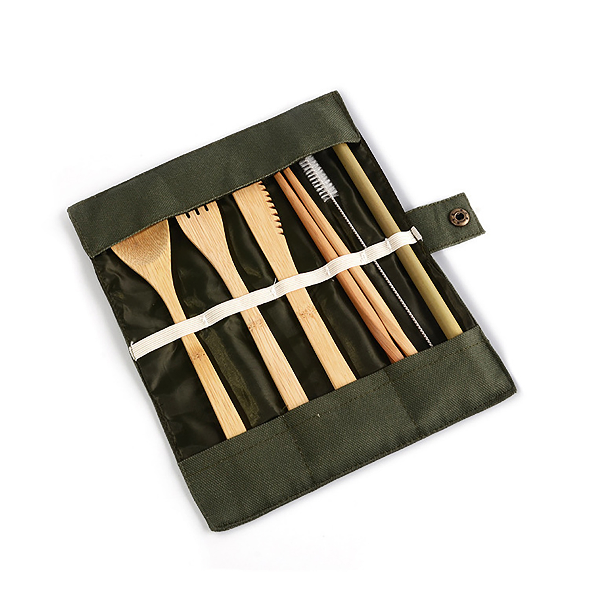 Bamboo Travel Utensil Set with Pouch 12