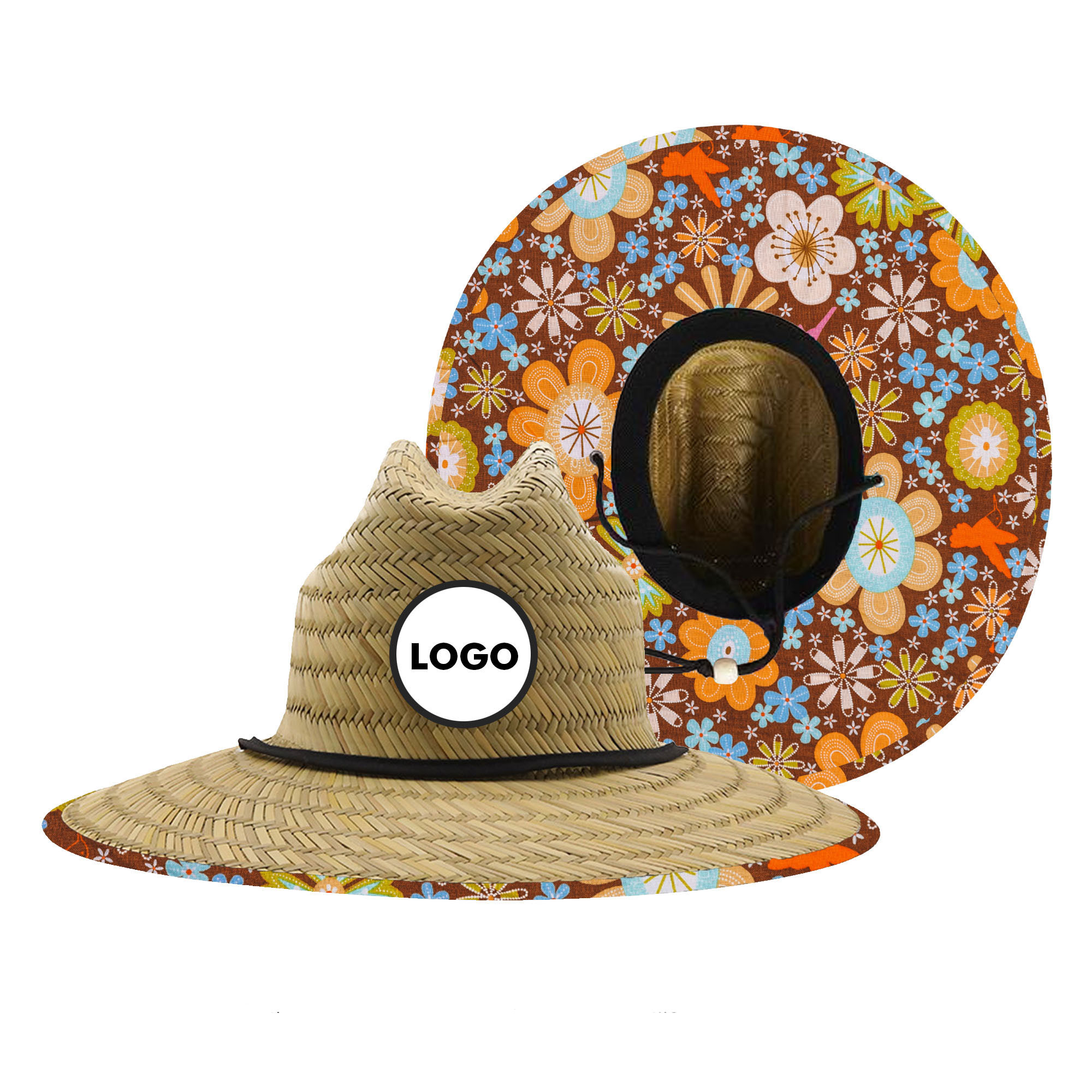 Personalized Logo Straw Sunhat With Patterns 13