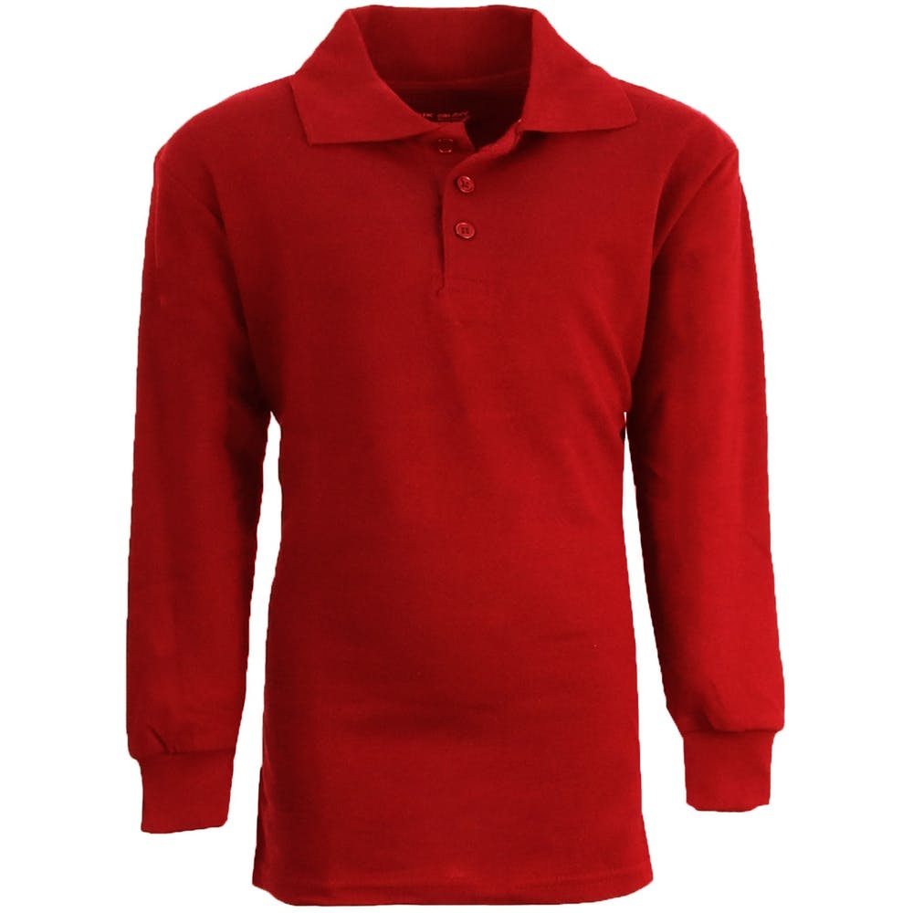 Boys' Uniform Polo Shirts - Sizes 4 - 7 Red Long Sleeve 3