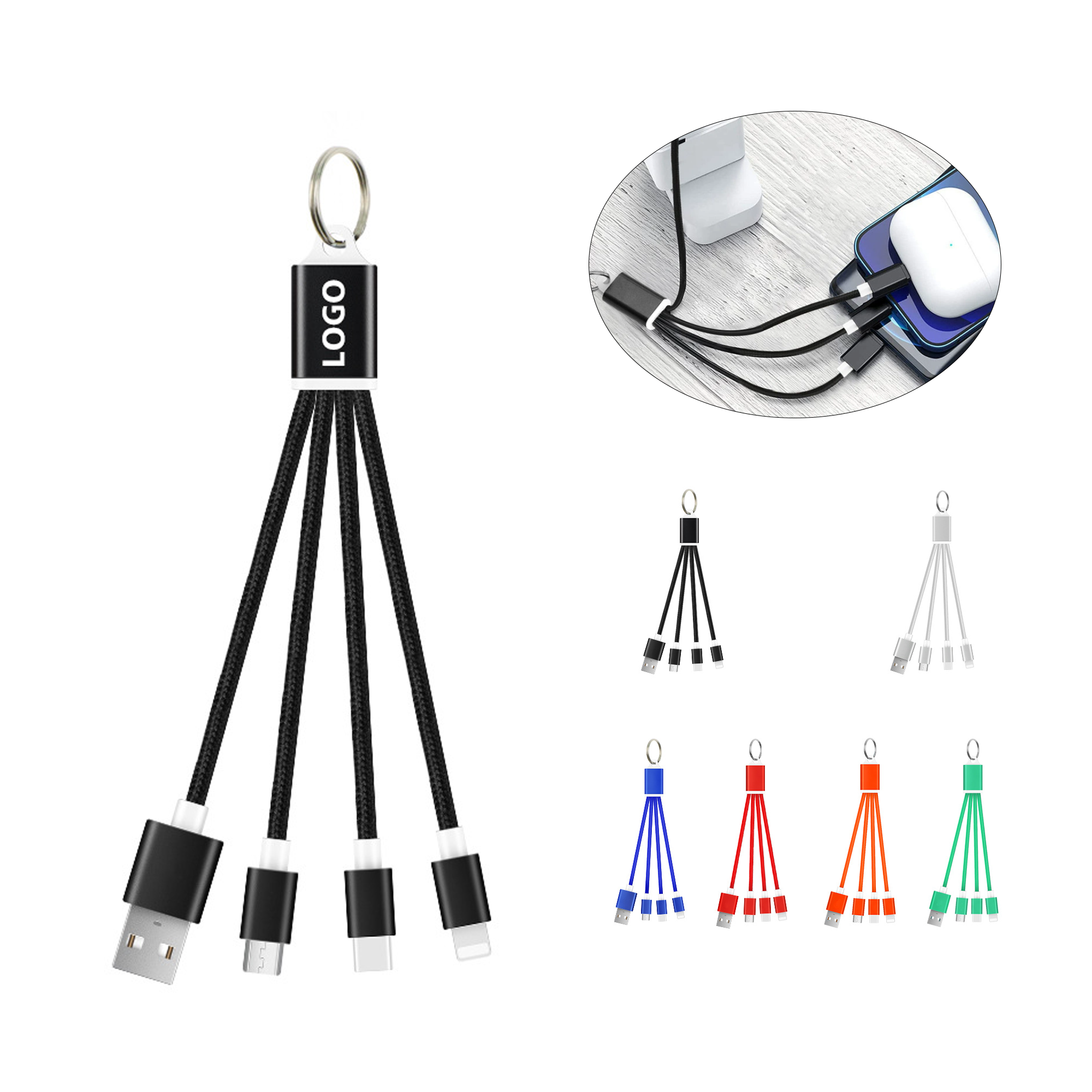 Keychain 3-In-1 Charging Data Cable