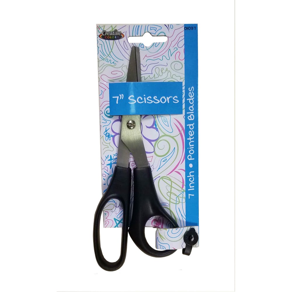 Pointed Tip Scissors - Black 7" 3