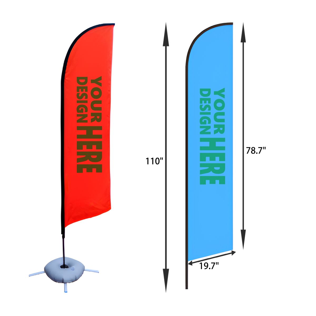 MOQ 2 PCS Effective 110 In High Beach Advertising Flag 2