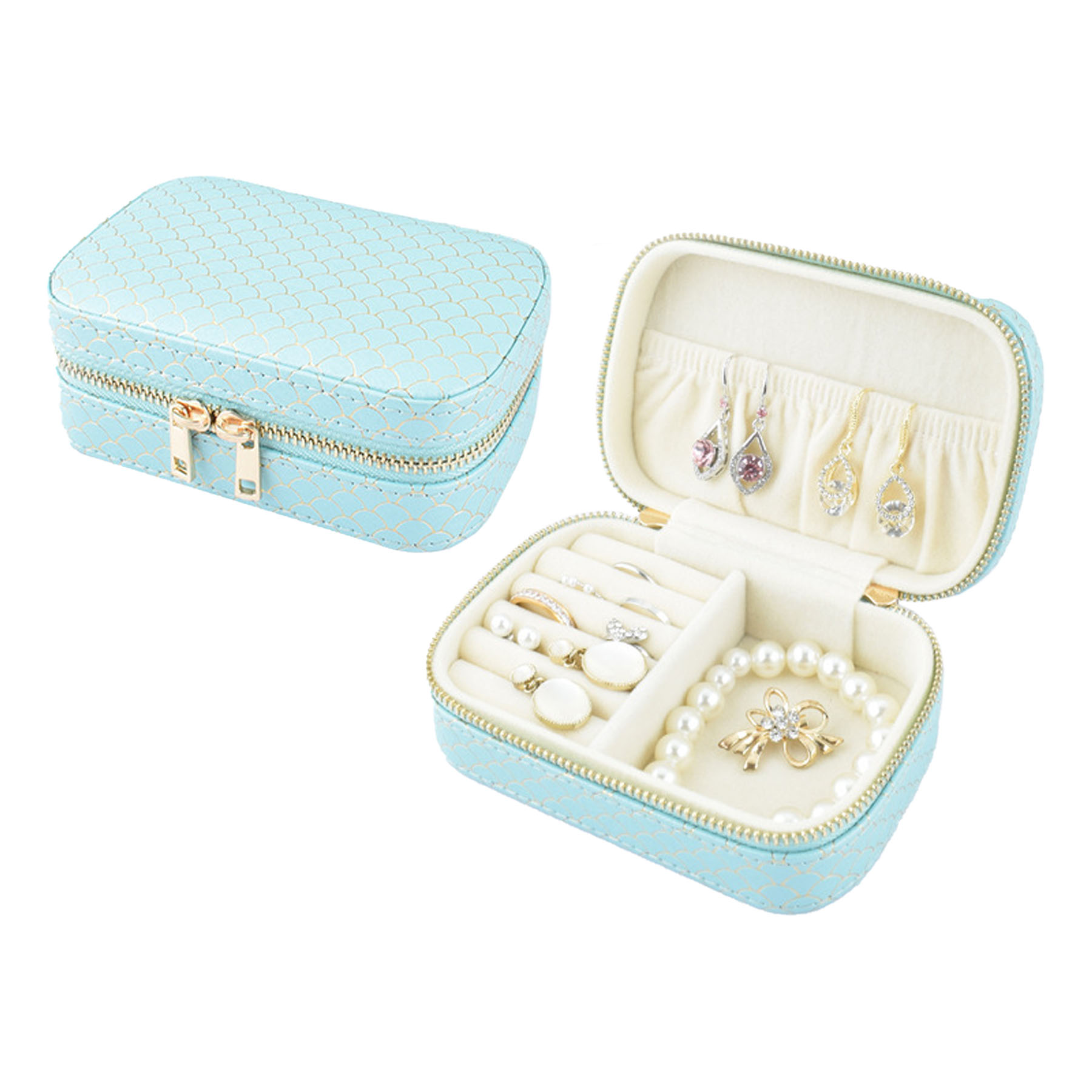 Embossed Mini Jewelry Box with Gold Detailing 9
