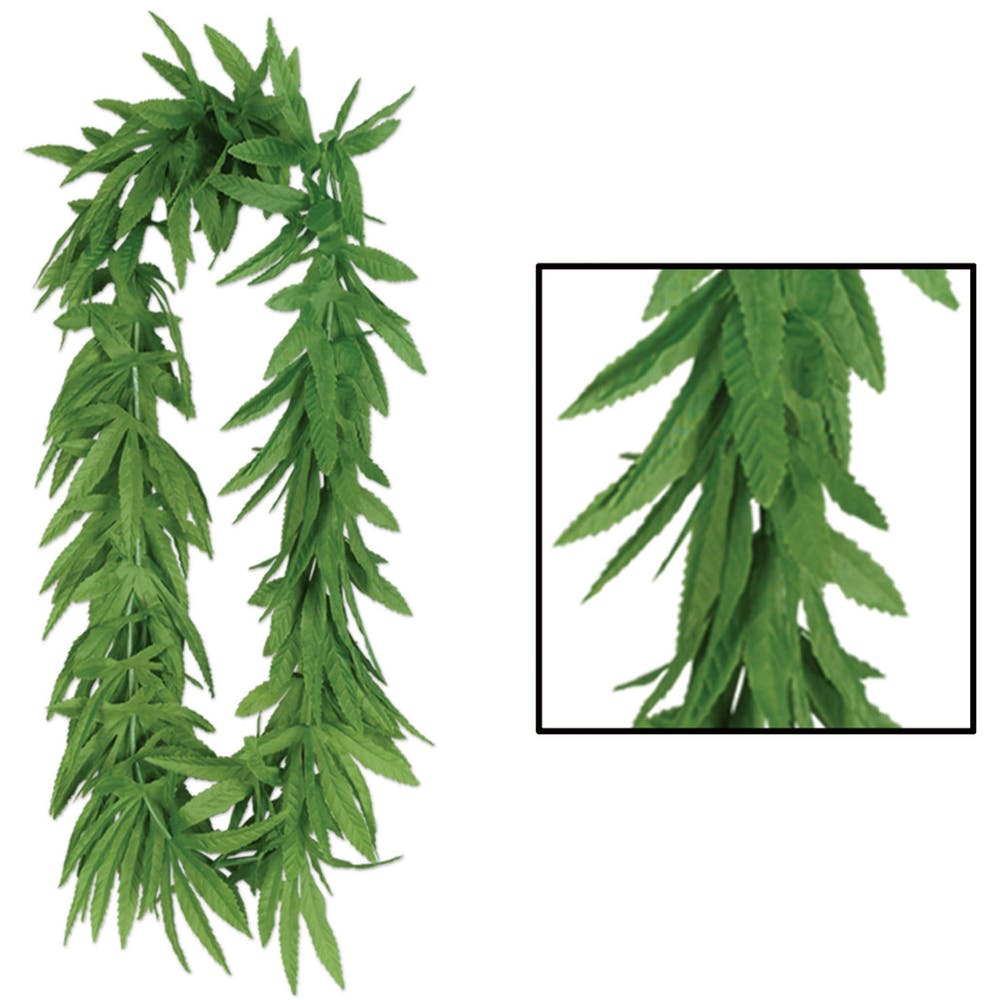 Tropical Fern Leaf Leis - Green 40" 3