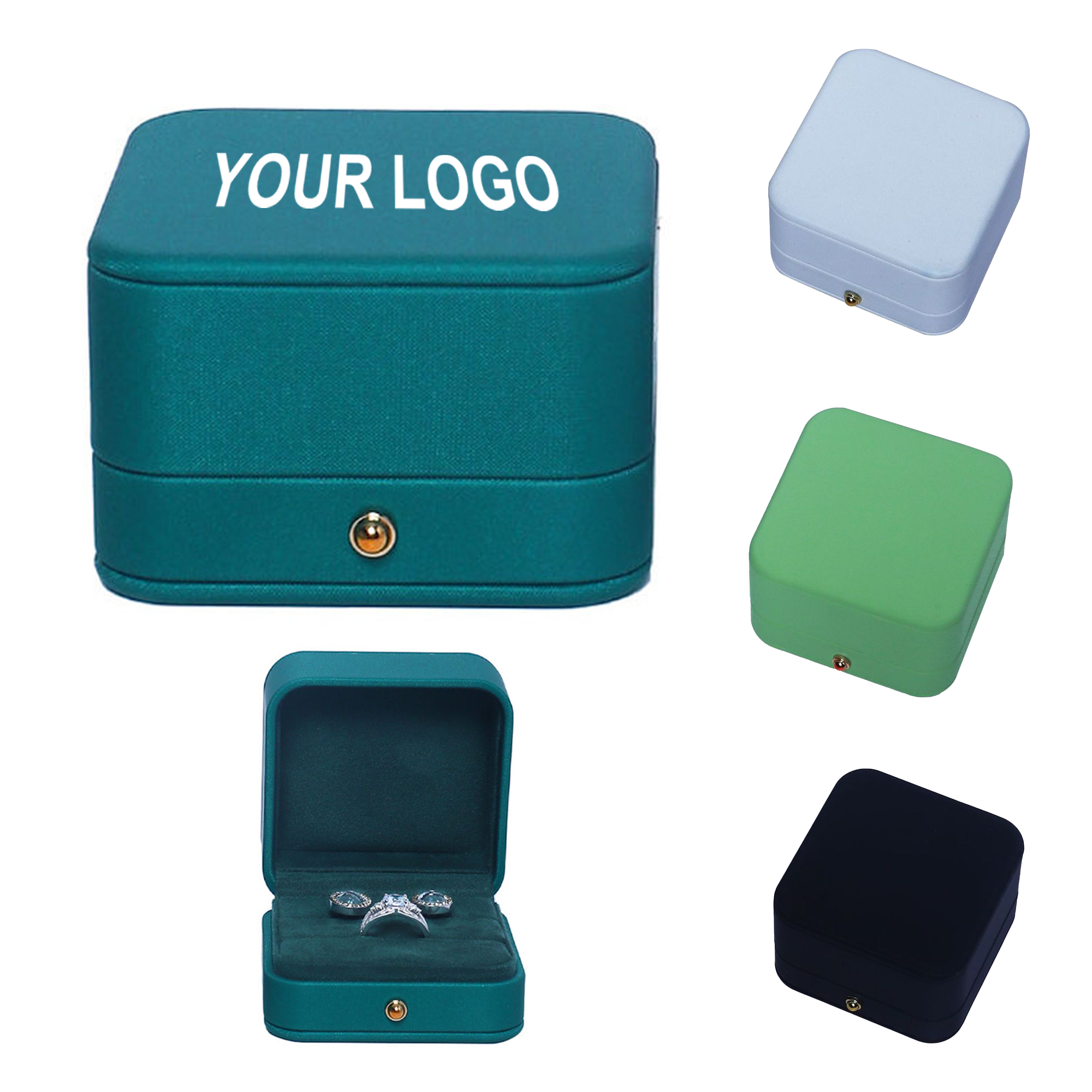 Pu Rounded Ring Box With Customised Logo 5