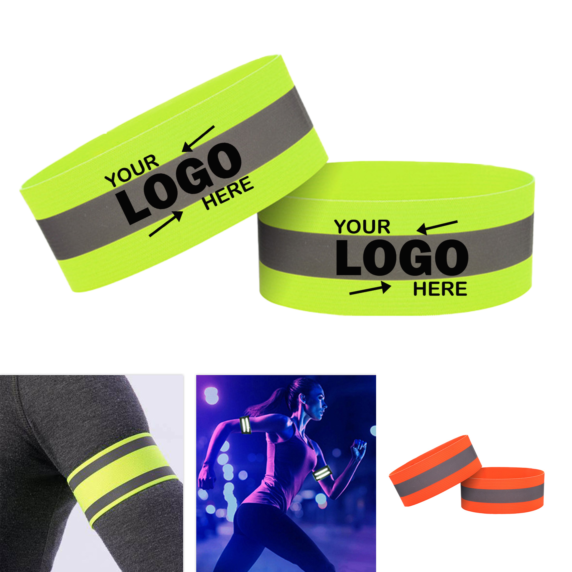 Pair of Reflective Arm Bands for Cycling & Running Safety