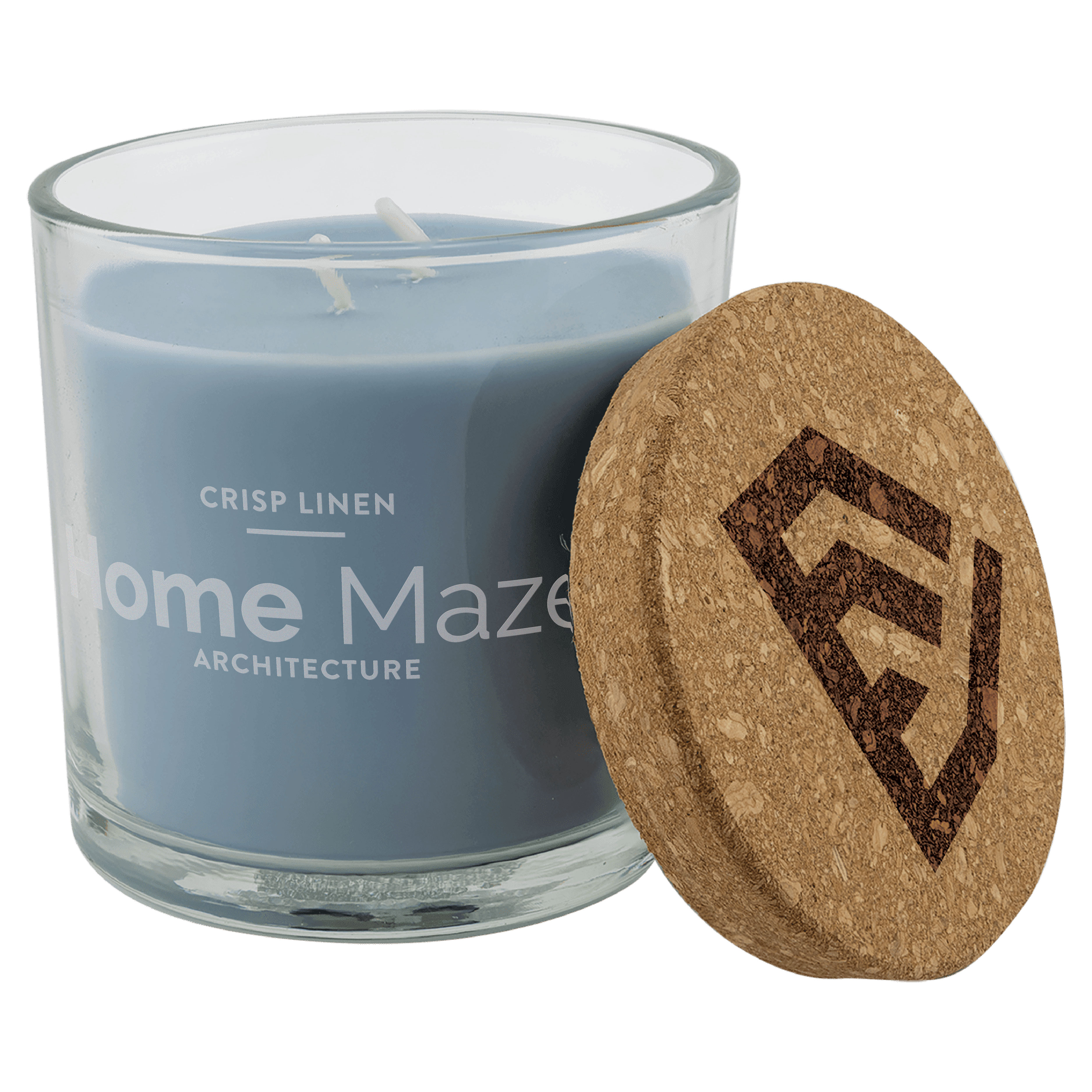 14 oz. Crisp Linen Candle in a Glass Holder with Cork Lid