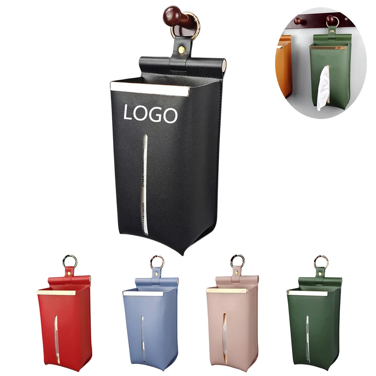 PU Leather Hanging Tissue Box