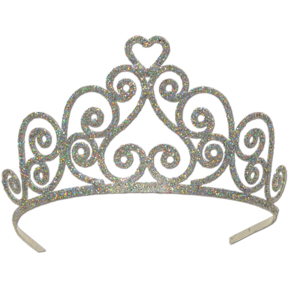 Glittered Metal Tiaras - Silver 2 Combs 2