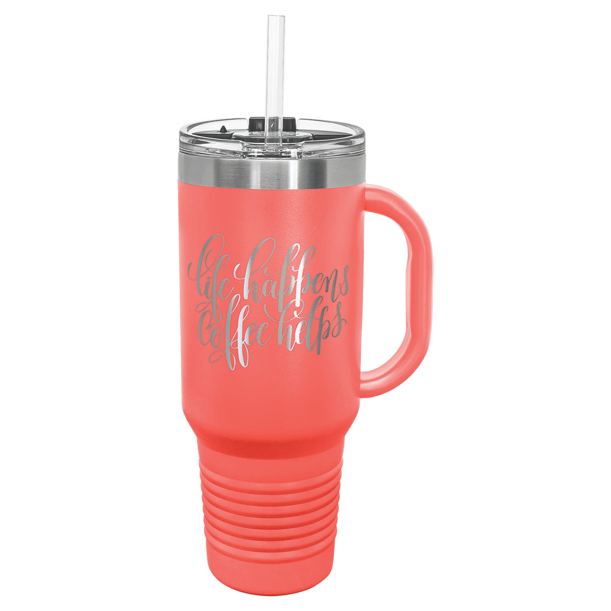 Polar Camel 40 oz. Coral Travel Mug with Handle, Straw Included, custom tumbler with logo imprint 3