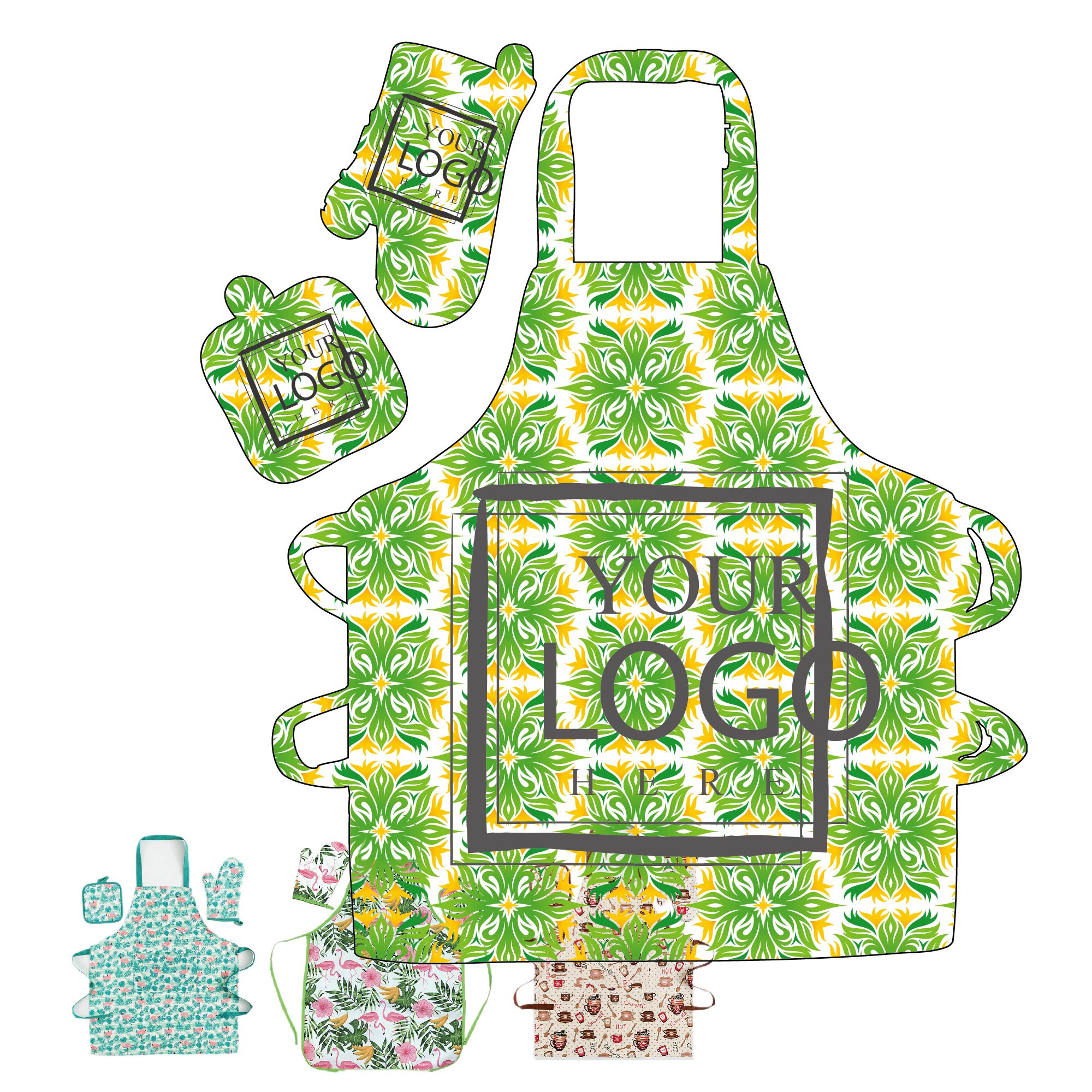 Brightly Colored Apron and Utensil Set 6