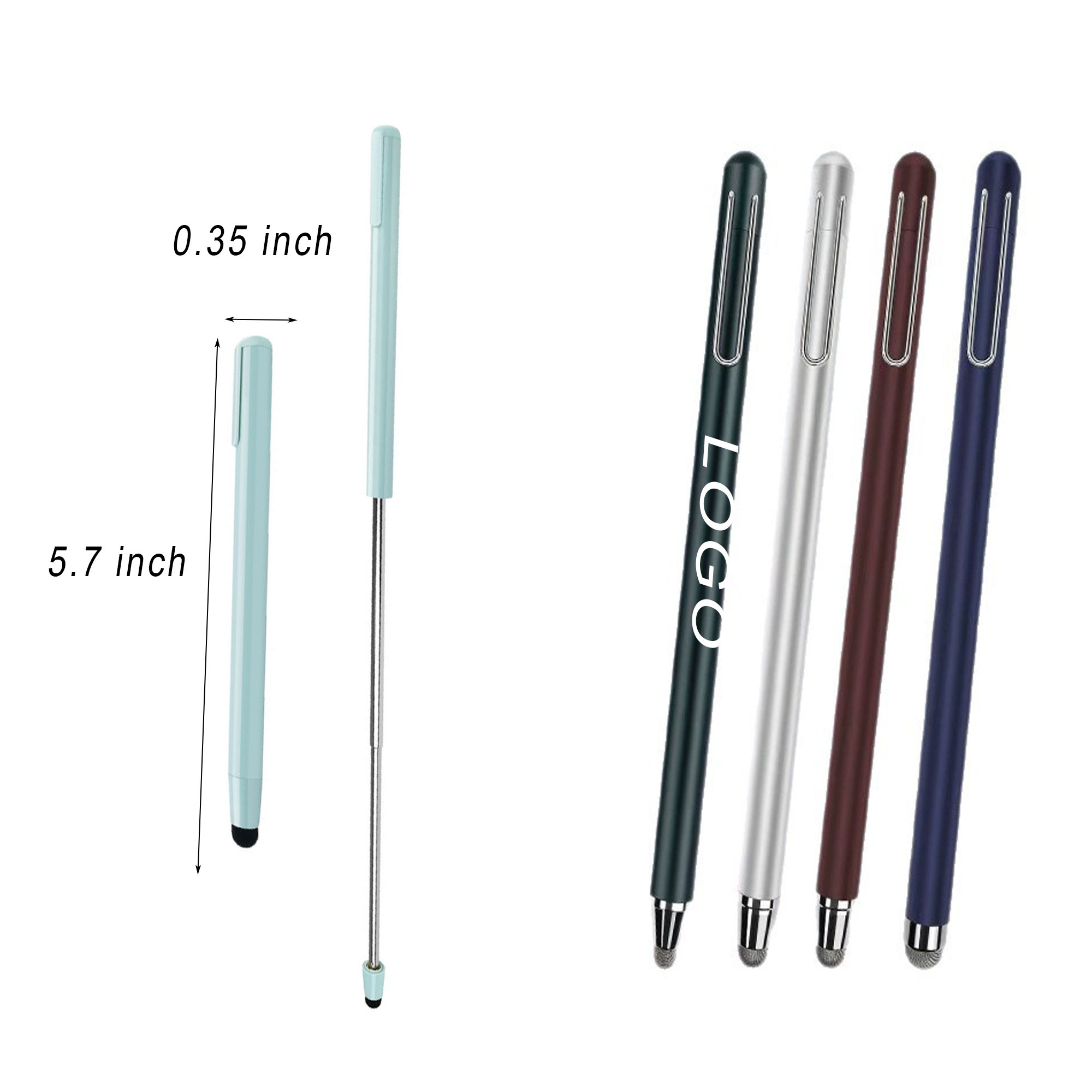 Retractable 2-In-1 Telescopic Stylus Pen W/ Dual Tips