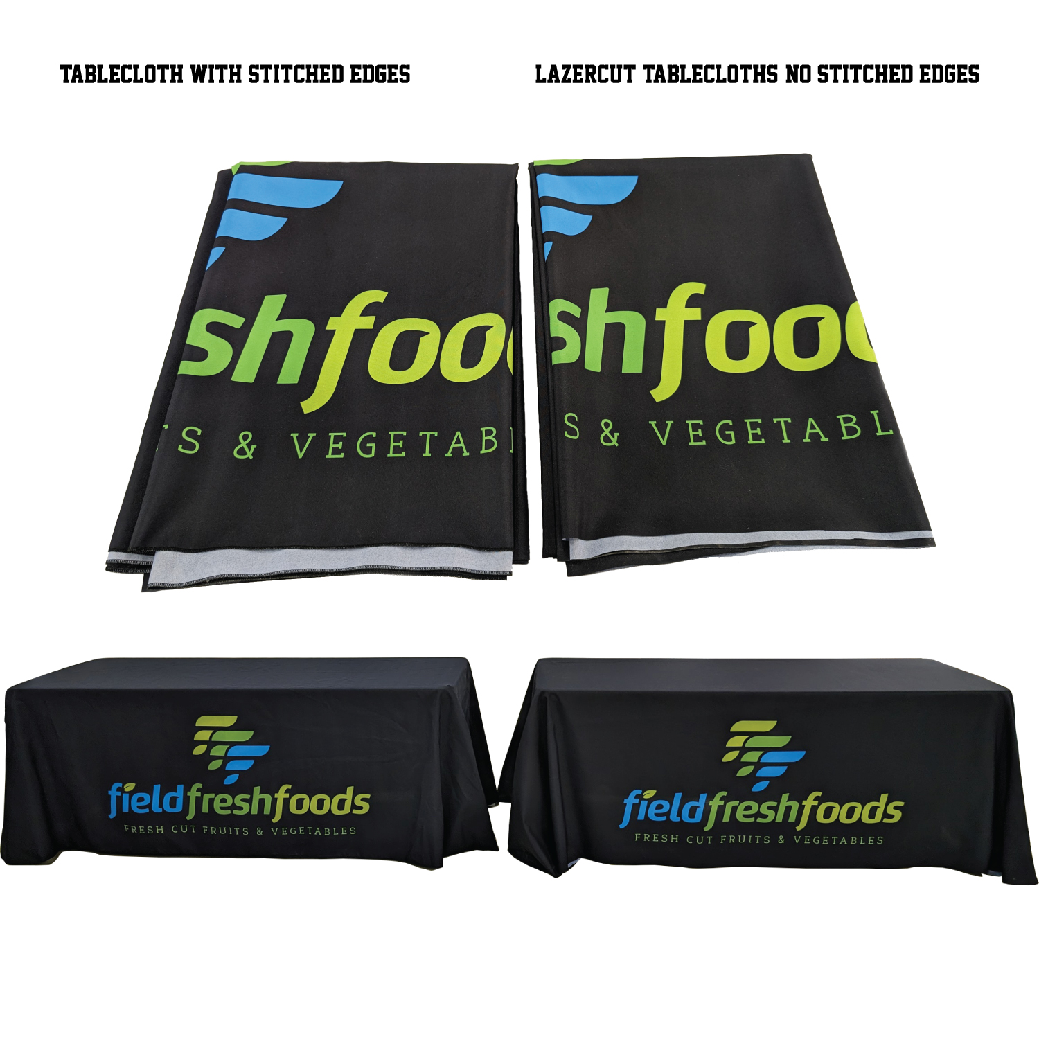 24Hr Express Ship - 8' LazerCut 3-Sided PREMIUM Sublimated Tablecloth, Drape Style, Open Back 6