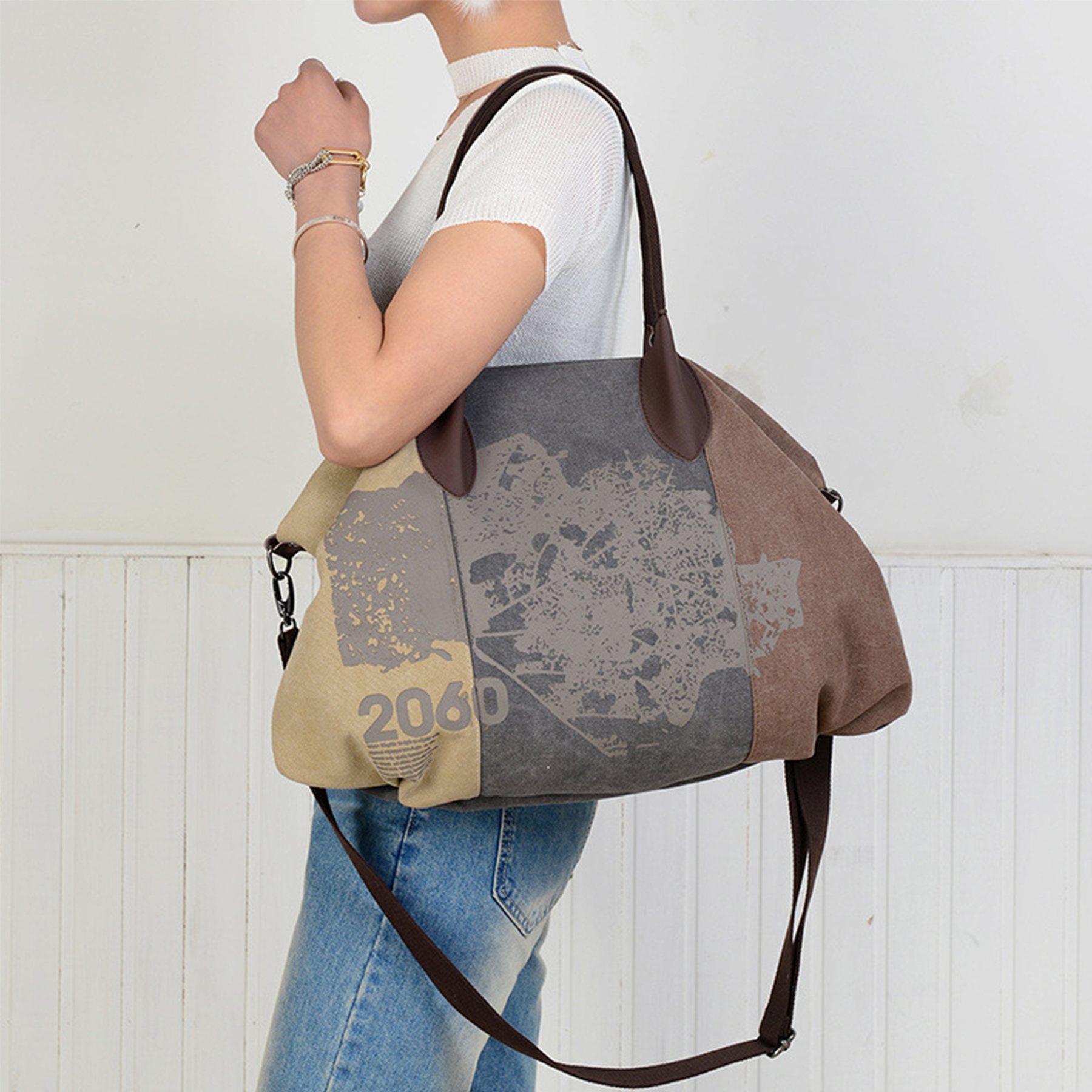 Canvas Daily Purse Shoulder Handbag Tote Shopper Bag Women, custom tote bag with logo imprint 7