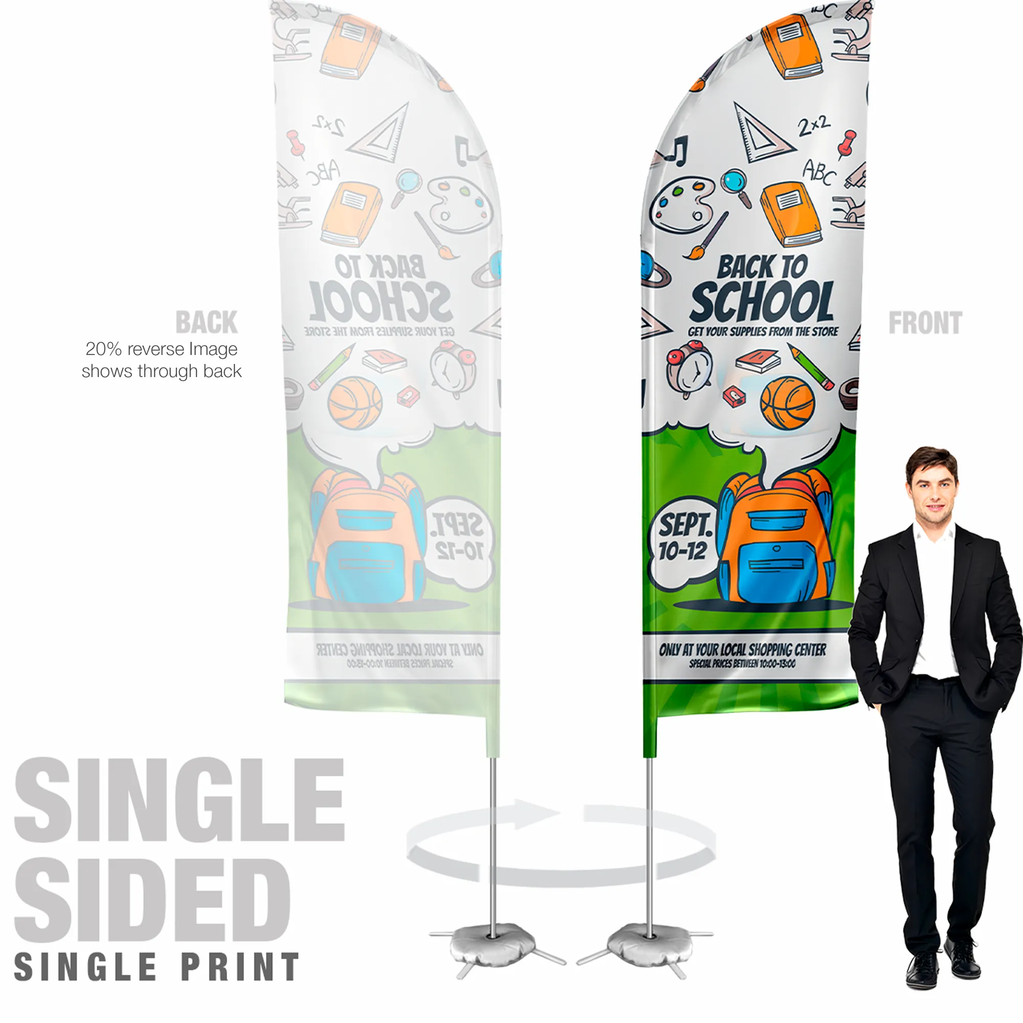 Feather Flag Single Sided Graphic With Hardware 15ft