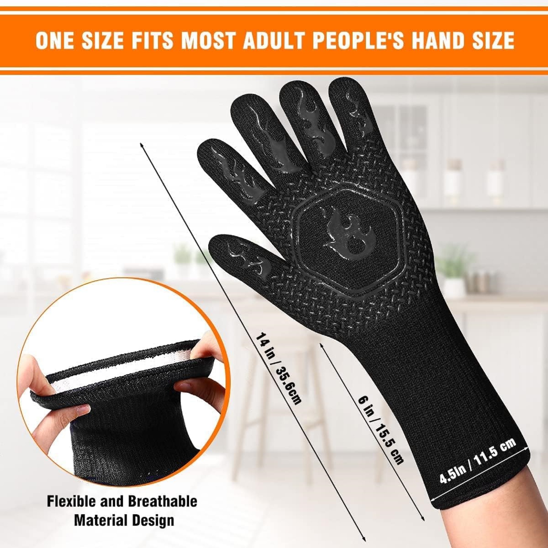 1472 ? High Temp Resistance Fireproof Glove for Grilling Barbecue 6