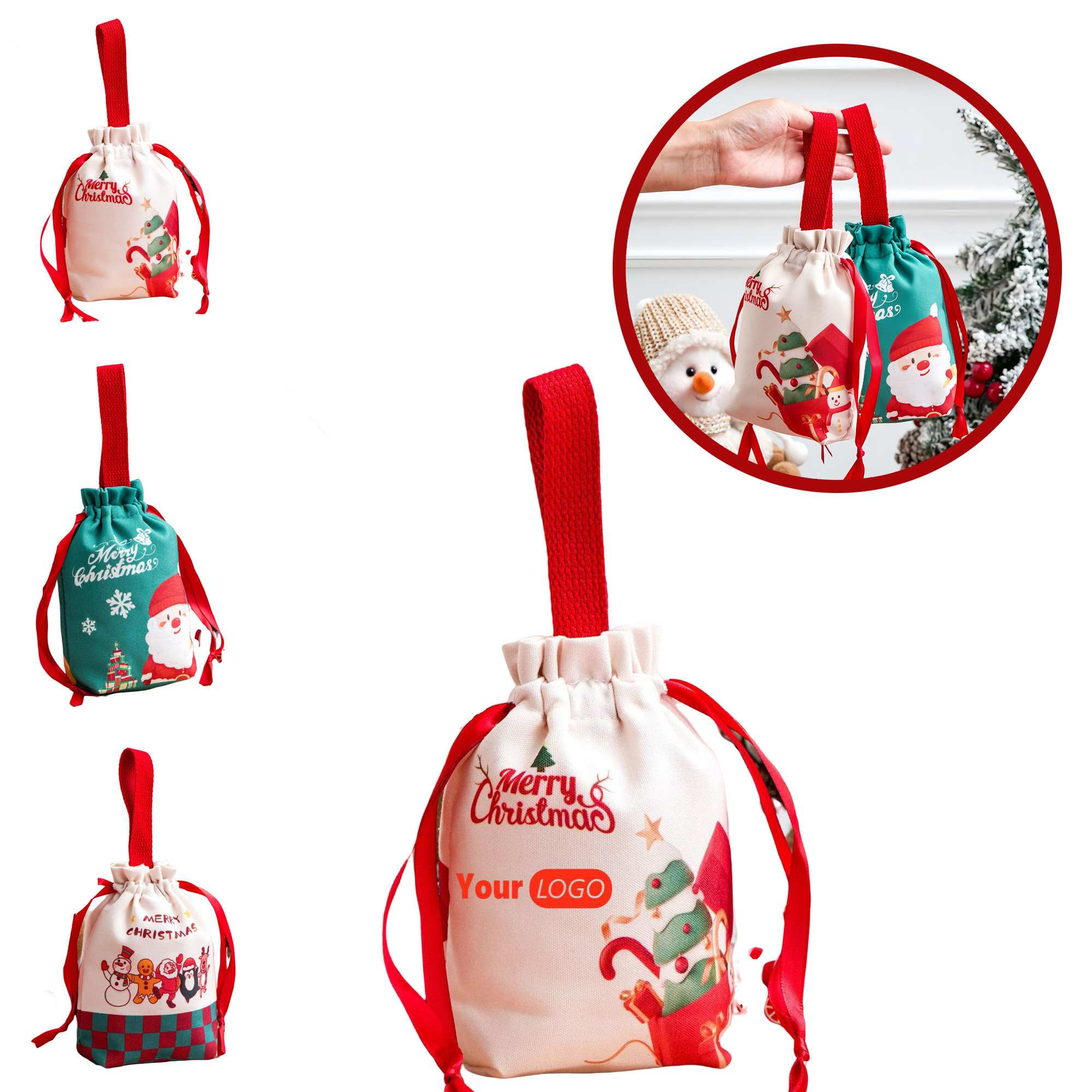 Christmas Gift Drawstring Canvas Bag 5