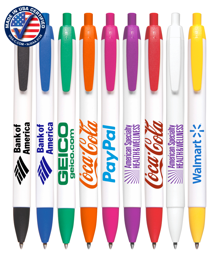 Certified Made USA - Wide Barrel Click Pen with Colored Trim