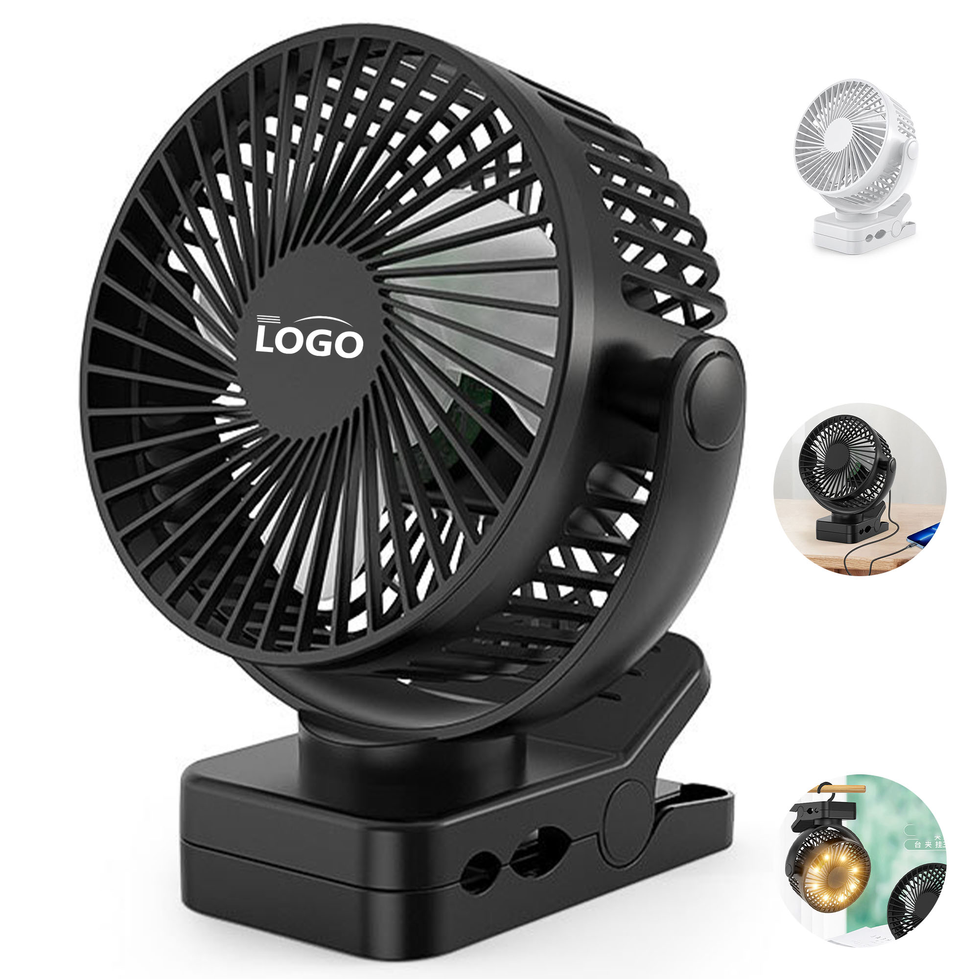 6" 3-in-1 Clip-On Tent Fan with LED & Power Bank 3