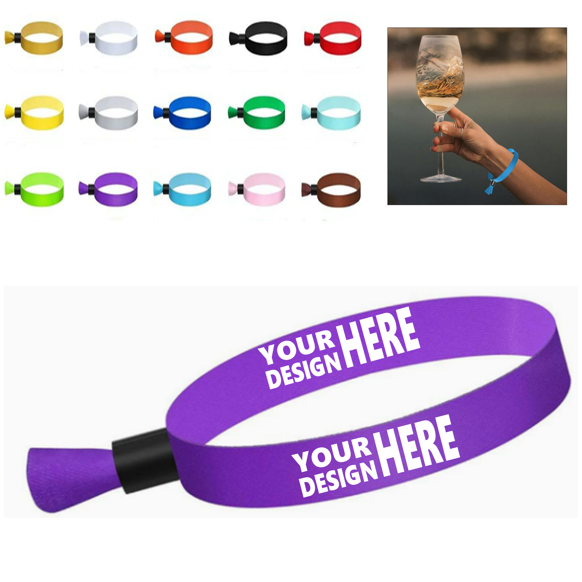 Event Wristbands: Sublimated Woven Style with Locking Bead