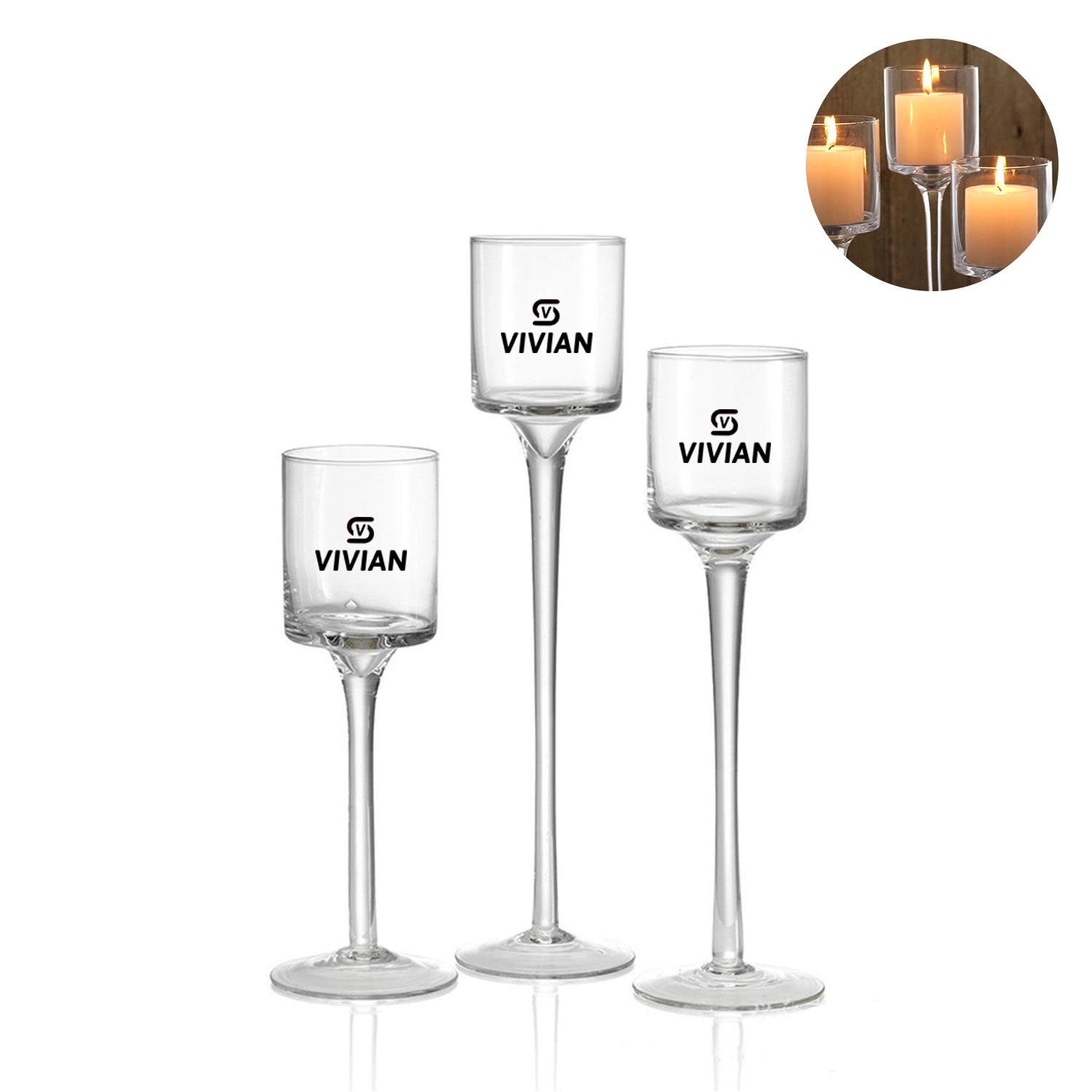 3-Piece Glass Candle Holder Set