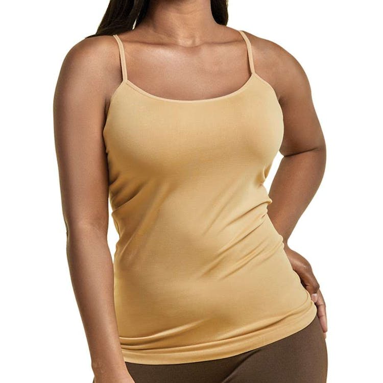 Women's Plus Size Camisoles - Beige Poly One Size Fits Most 3